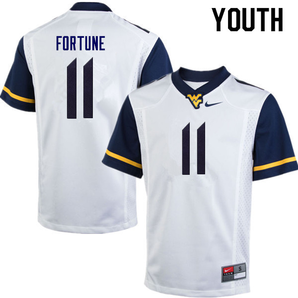 NCAA Youth Nicktroy Fortune West Virginia Mountaineers White #11 Nike Stitched Football College Authentic Jersey EA23K75UN